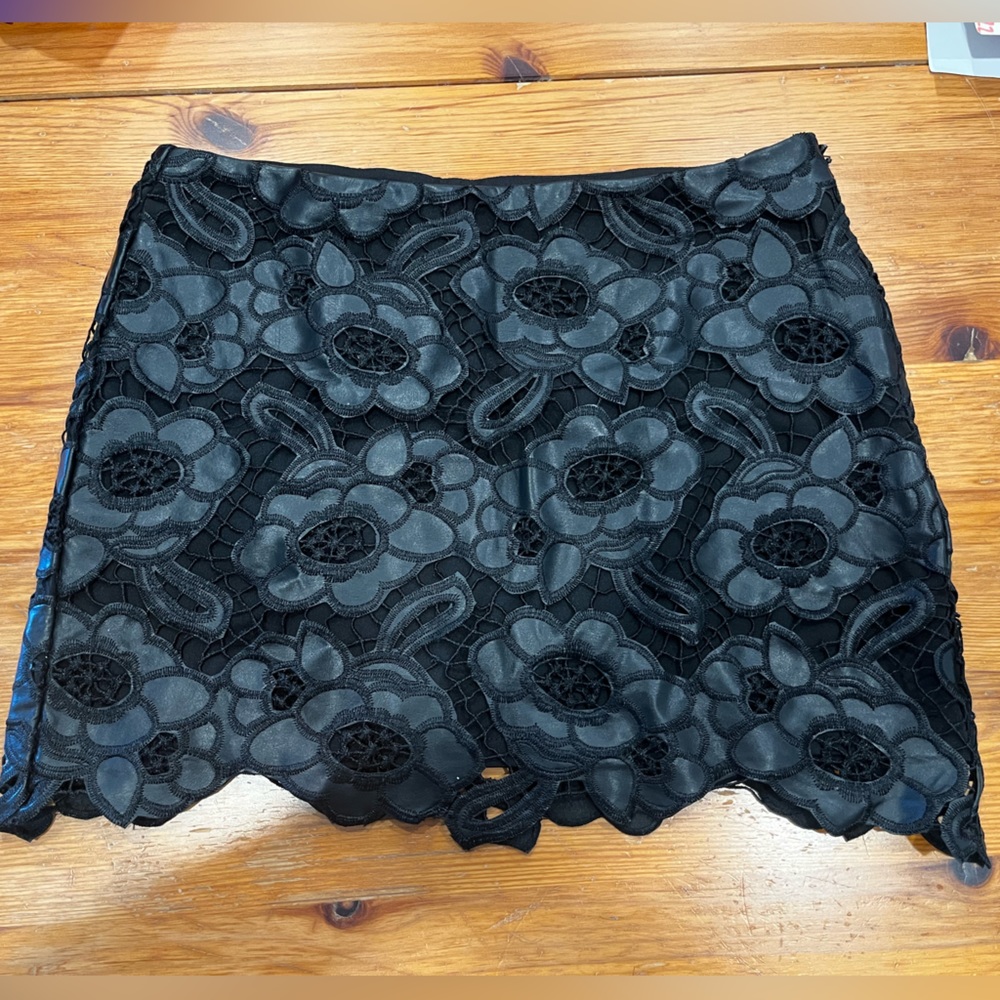 Black Lace and Leather Skirt